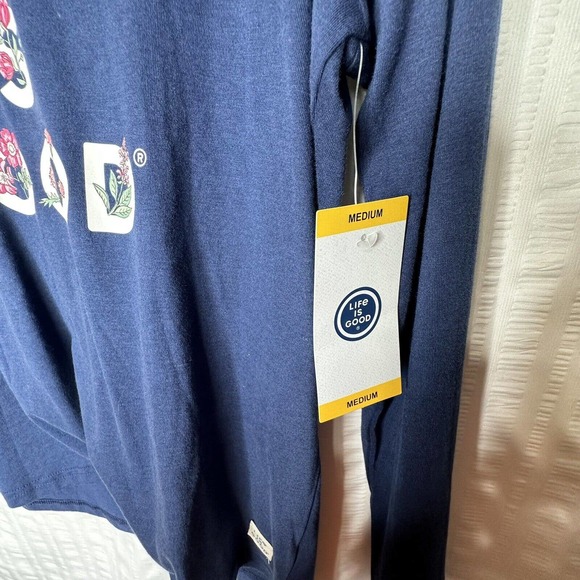 Life Is Good Sleep Shirt Womens Medium Blue NEW Logo Long Sleeve V Neck - Picture 8 of 11
